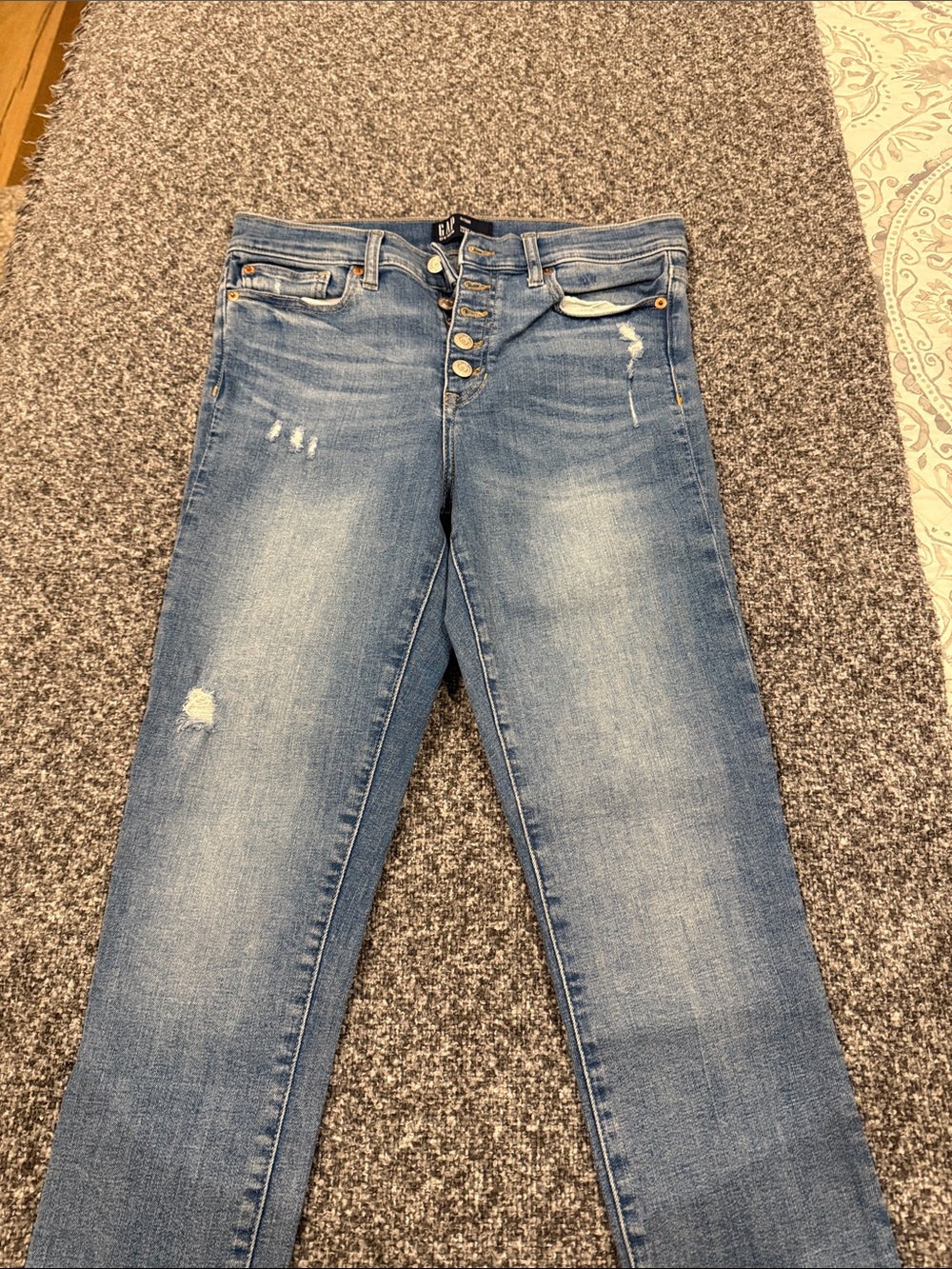 GAP Light Blue Skinny Distressed Jeans - Button Fly